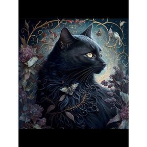 Custom Fridge Magnet Black Cat Mystical Home Kitchen Decor